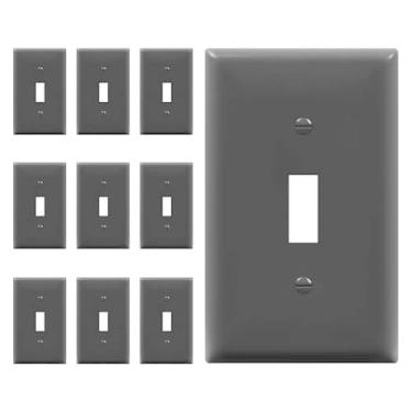 Imagem de Kit de placas de parede pretas com 10 capas de tomada elétrica inquebráveis de policarbonato termoplástico, tampas de plugue de receptáculo elétrico, preto, interruptor único