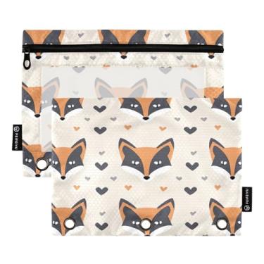 Imagem de Wassud Pastas de fichário com 3 furos de bolso com estampa de raposa pasta organizadora de arquivos para escritório em casa, pacote com 2