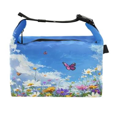 Imagem de STAYTOP Lancheira colorida de lindas flores silvestres com fivela, lancheira isolada para meninos e meninas, lancheira térmica para trabalho escolar