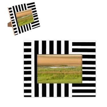 Imagem de hongjinglin Porta-retrato de 12,76 x 17,78 cm de madeira, preto e branco, simples, com tapete, para parede e mesa, para decoração de casa e amigos da família, ideias de presente de casamento