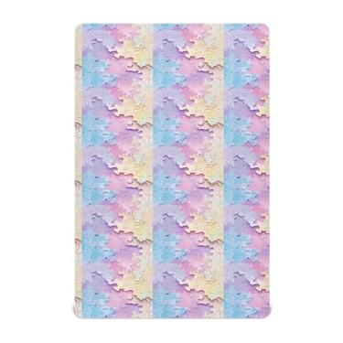Imagem de STAYTOP Lençol de berço colorido com fragmentos de quebra-cabeça para meninos e meninas, lençol com elástico para berço padrão e colchão infantil, de microfibra supermacia, 132 x 71 cm
