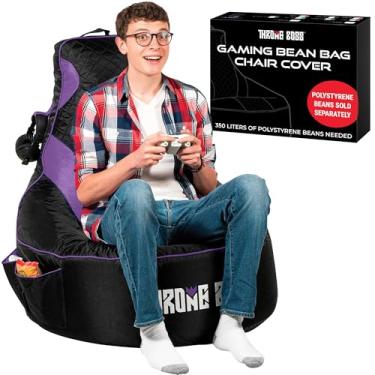 Imagem de Throne Boss - Cadeira de Jogos para Adultos e Adolescentes - Pufe para Jogos com Encosto Alto - Sofá Gamer Beanbag (Preto/Rocho)