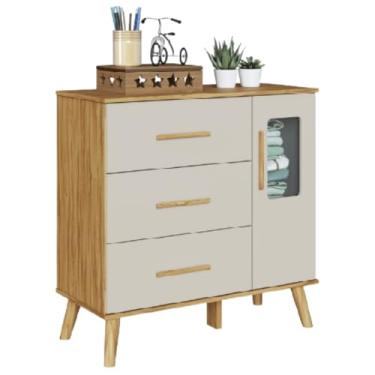 Imagem de PEROBA - Cômoda Infantil Peroba Sky 1 Porta Janela Off White Amêndoa