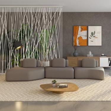 Imagem de Sofá Ilha Sala de Estar Dakota 3 Módulos 484cm Encostos Almofadas Soltas Veludo Castor G33 - Gran Belo