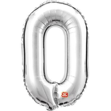Imagem de Balão Metalizado Número 0 Prata 40CM. - Sao Roque