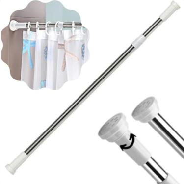 Imagem de Kit 2 Suporte Cortina Box Extensível Inox 120 cm