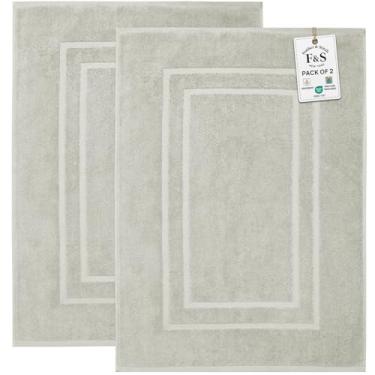 Imagem de Feather & Stitch 2 peças tapetes de banho tipo toalha (76 x 53 cm) 100% algodão felpudo para hotel, spa, tapetes de chuveiro [NÃO é um tapete de banheiro], tapetes laváveis macios absorventes - bétula