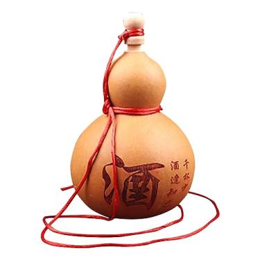 Imagem de Garrafa de vinho natural Gourd Ornamento de garrafa de vinho chinês Hu Lu Rolha Hu Lu em madeira esculpida HanFu adereços para fotografia (62-cáqui)