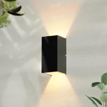 Imagem de Arandela Externa Luminária de Parede Muro +Led MF164 (Preto (Branco Frio))