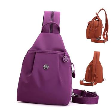 Imagem de Bolsa de mão dupla à prova d'água, bolsa de ombro Oxford leve de grande capacidade para mulheres, ombro e transversal., Roxa, Tendência