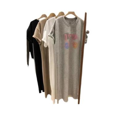 Imagem de Estilo doce coreano impresso oversized solto verão feminino novo vesti