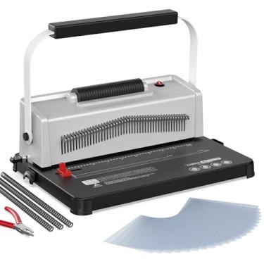 Imagem de Epoium Máquina de encadernação de bobina em espiral, manual de ensino doméstico, 46 furos, fichário espiral com inserção de bobina elétrica, encadernação profissional e personalizável para prensa de