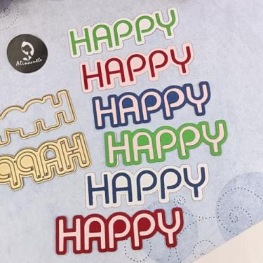 Imagem de Alinacutle 1 peça de matriz de corte de metal para fazer cartões feitos à mão, álbum de recortes, presente de papel, decoração de férias, modelo feito à mão - alinacutle (bolsa de íons e feliz)