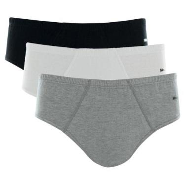 Imagem de Kit Cueca Slip Mash 3 Peças Masculina Elástico Algodão, G, Cinza mescl
