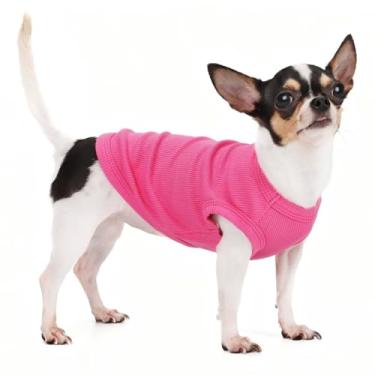 Imagem de Paiaite Regata lisa sem mangas para cães: roupas coloridas para cães pequenos (menina e menino) camisetas em branco para filhotes, roupas de estilo simples roupa confortável para cães pequenos a