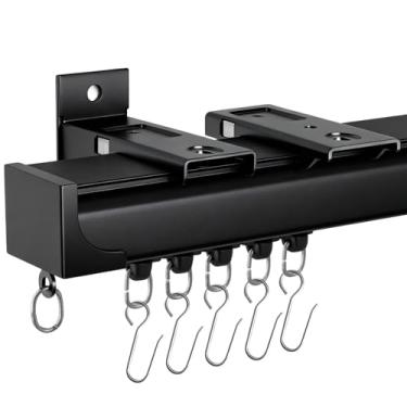 Imagem de Cortina pesada de teto ou parede, fácil de instalar, espessa, atualizada, 4 m, preta, com gancho e faixa à prova de som, faixa de cortina adequada para guarda-roupa, divisória de quarto, trailer