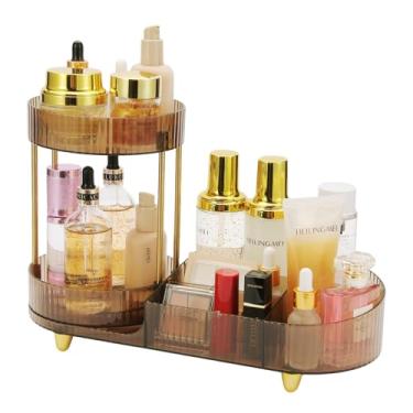 Imagem de Zlxtxpor Organizador de maquiagem, bandeja rotativa de perfume, 5 compartimentos, organizadores de cosméticos e cuidados com a pele, suporte de pincel de maquiagem para banheiro, banheiro, quarto