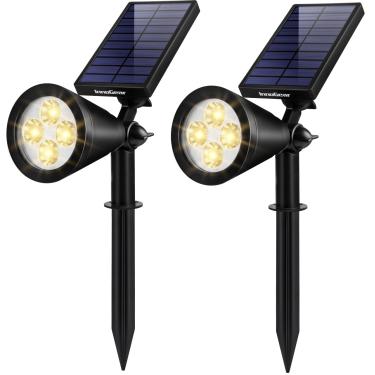 Imagem de InnoGear Luzes solares ao ar livre à prova d'água luz solar jardim para jardim externo iluminação paisagem caminho holofote luz de parede auto on/off, branco quente