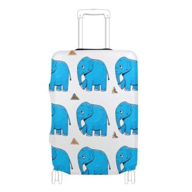 Imagem de Joisal Capa protetora de bagagem de elefante azul personalizada acessórios de bagagem de viagem legal, P, serve para capa de 45 a 50 cm, Elefante azul, L 26-28 in, Capa de mala
