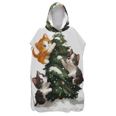 Imagem de TSENQUE Poncho de surfe de Natal e inverno fofo para adultos trocador de roupas de praia com capuz toalha de banho para viagem unissex poncho adulto com capuz