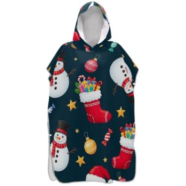 Imagem de Joisal Poncho de surfe vestível trocador para toalha de banho com capuz de praia Adul Ponchos de praia azul marinho para homens