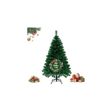 Imagem de Árvore de Natal Pinheiro, 1,50m, Verde, 200 Galhos, Plástico PVC e Ferro, Pés de Plástico, Decoração Natalina