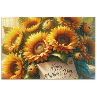 Imagem de Quebra-cabeça Dia das Mães girassóis para adultos 1000 peças pintura decoração paisagem quebra-cabeças engraçados presentes de jogo de quebra-cabeça