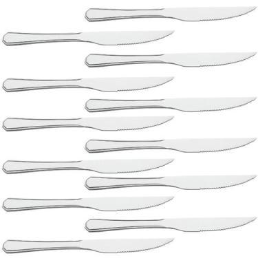 Imagem de Jogo de Facas 12 Pçs para Restaurante Churrasco Mesa Posta Profissiona