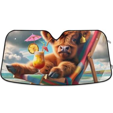Imagem de Toldo engraçado animal fofo personalizado carro para-sol para-brisa engraçado retrátil dobrável caminhão carro persianas para protetor de janela frontal S, 134.6 cm x 59.7 cm