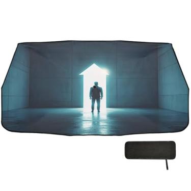 Imagem de Guarda-sol Man Arrow Blue Automotive Para-brisas Cobertura Completa Guarda-sol de Carro 147.3 cm x 75.4 cm Persianas de Janela de Carro