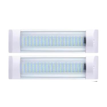 Imagem de Kit com 2 Luminária em Barra LED Interna Multiuso 72 Leds 12V 24V Iluminação Forte e Econômica Retangular