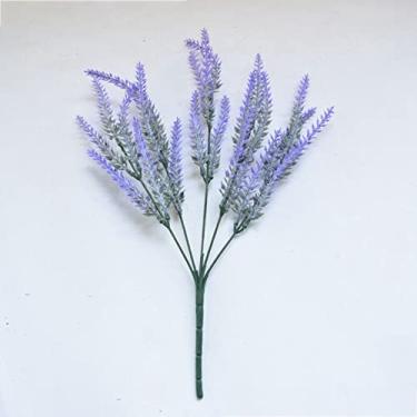Imagem de Generic Belo buquê de Flores Artificiais de Lavanda de Plástico Inodoro Falso Planta de Lavanda Falsa para Decoração de Cena, 10 Peças para Férias de Natal (Roxo)