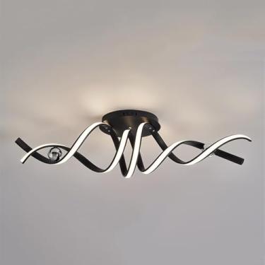 Imagem de Luminária de teto LED moderna, luminária pendente espiral LED, luminária de ilha de alumínio de 75 W para cozinha, sala de estar, sala de jantar e quarto. Iluminação decorativa.