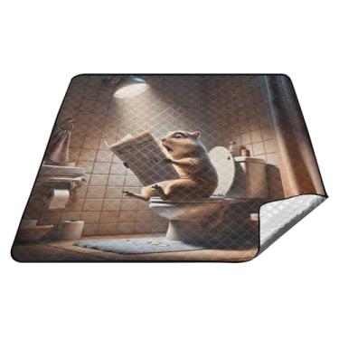 Imagem de Joitme Engraçado Panic Squirrel Bege Cobertor impermeável ao ar livre, cobertores de piquenique Oxford, tapete de barraca de acampamento