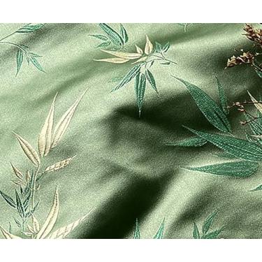 Imagem de JUANJUAN Tecido brocado por jarda, 75 cm para bricolage, artesanato, brilho luxuoso, vestido de casamento drapeado leve e nítido, fantasias, moda, SE (tamanho: 1 m/39,3 polegadas, cor: 02 - verde)