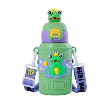 Imagem de Garrafa Infantil Térmica Aço com Canudo Alça Bolsa