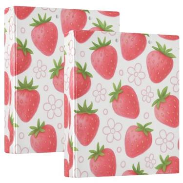 Imagem de Fichários rosa personalizados verde morango rosa 1,5 polegadas, 3 anéis, 200 folhas, pastas, anel redondo, fichário de escritório, 31,5 x 27 x 6 cm, 1 pacote