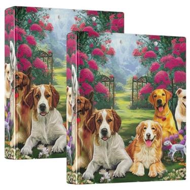 Imagem de 3 anéis personalizados de jardim de flores para cães fofos de 3 cm comporta 200 folhas, anel redondo, fichário de escritório, 31,5 x 27 x 6 cm, pacote com 2