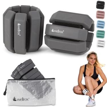 Imagem de Wellrox Pulseiras Ponderadas Edição Conforto - 1,1 kg (0,5 kg cada pulso) Pesos ajustáveis de tornozelo e pulso para mulheres e homens - Pesos de braço para caminhada, pilates e ioga