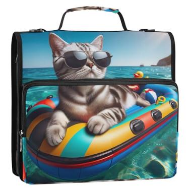 Imagem de Fichário básico com 3 anéis de 3 anéis, anel D fofo, organizador com zíper, portfólio, comporta 500 folhas com alça bolsa escolar do ensino médio