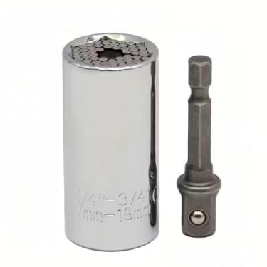 Imagem de Conjunto de chaves catraca universal, adaptador multifuncional de cabeça hexagonal interna de 7 a 19 mm para furadeira e rebarbadora, oficina doméstica, 2 peças