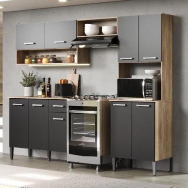 Imagem de Armário Cozinha pacta Arizona Essence Carvalho/preto Carraro - MÓVEIS 