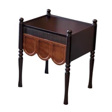 Imagem de Mesa de cabeceira de madeira maciça com gavetas, mesa de cabeceira moderna de meados do século, mesa de canto para sofá, mesas de canto vintage, sala de estar, mesas laterais minimalistas para quarto