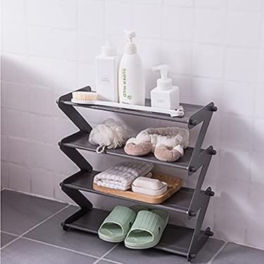 Imagem de CARURLIFF Pequenas sapateiras montáveis para 8-12 pares sapateira infantil organizador de armário de entrada quarto infantil (cinza - 4 níveis)