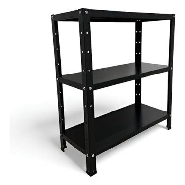 Imagem de Estante Aço Dupla Gobi 6 Bandeja 90cm Preto(60CM 3 BANDEJAS - PRETA)