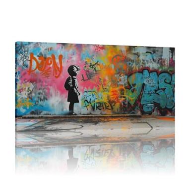 Imagem de Graffiti Wall Art Banksy Mural, Banksy Graffiti Art Canvas, Graffiti Prints, Banksy Posters for Wall, Banksy Wall Canvas - (40x80cm)40.6x81.3 cm sem moldura