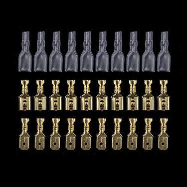 Imagem de 200 peças/100 pares 6,3 mm fêmea e macho terminal crimpagem manga fio wrap conjunto conector