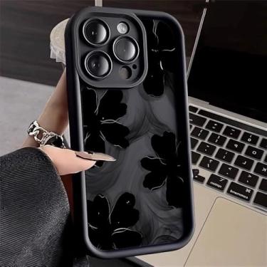 Imagem de Capa para iPhone 16 16E 15 14 13 12 11 Pro Max X XR XS 7 8 16 Plus, à prova de choque, macia, preta 2F1371, para iPhone 12 Pro