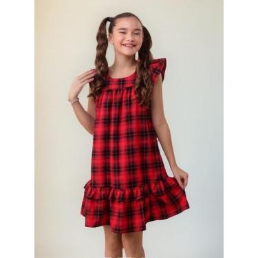 Imagem de Kit 2 Vestidos Lara Xadrez Com Vermelho Infantil E Juvenil, Xadrez com