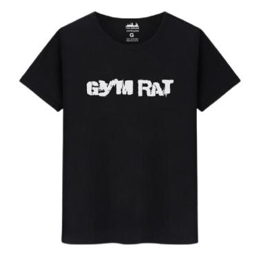 Imagem de Camiseta Masculina Casual Algodão Fio Penteado GYM RAT, Preto, XGG